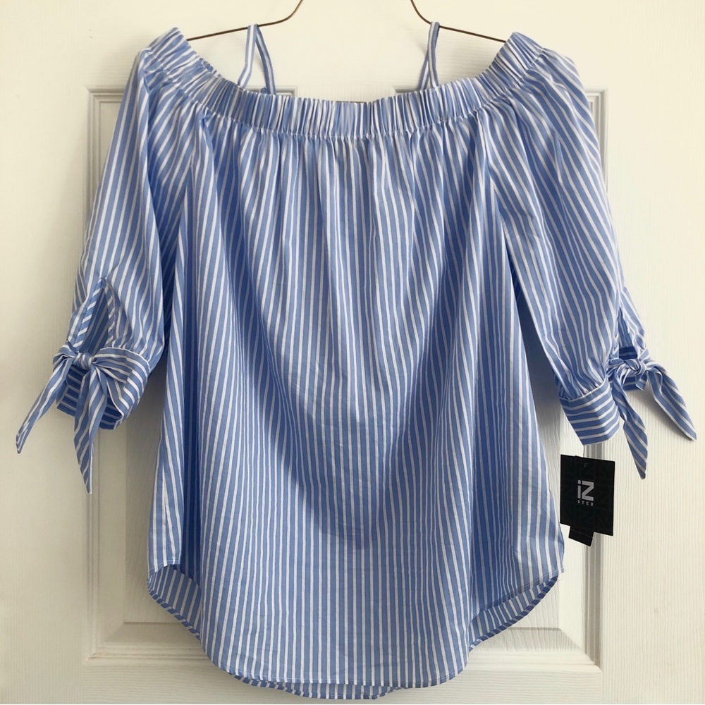 IZ Byer blue and white striped blouse size XL